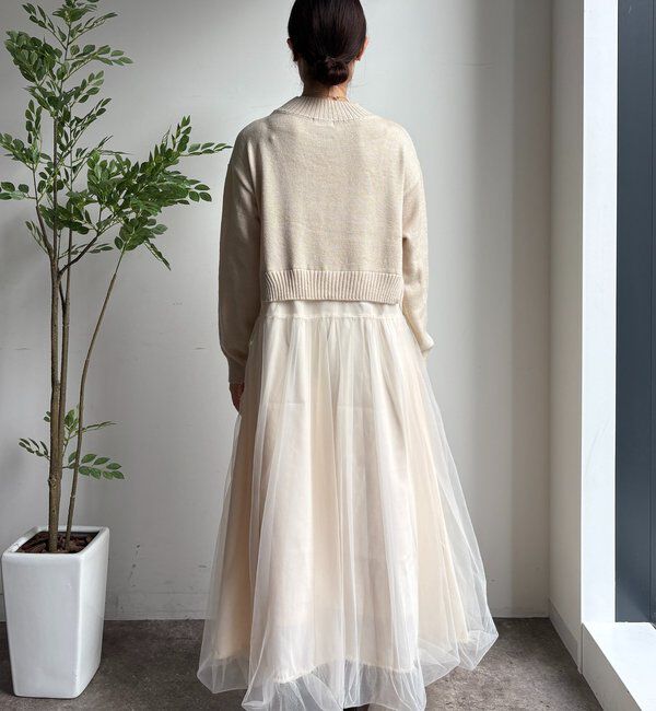  「【WEB限定】ニット&times;チュールワンピース」|ワンピース|