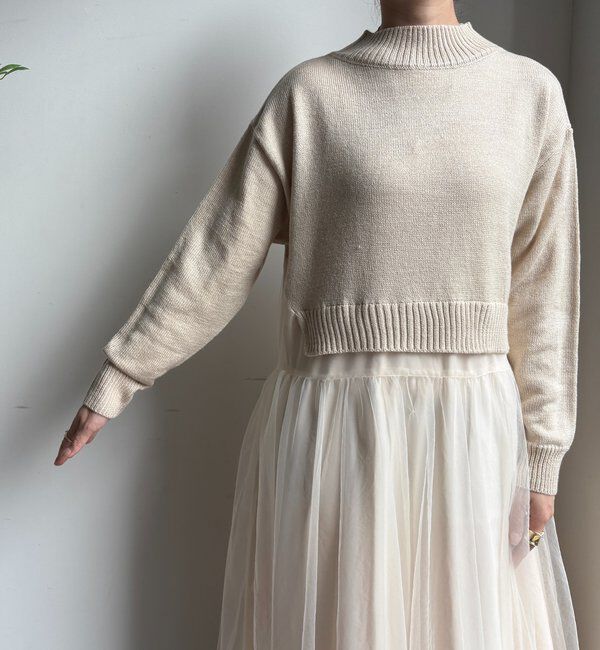  「【WEB限定】ニット&times;チュールワンピース」|ワンピース|