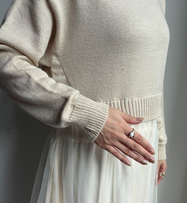  「【WEB限定】ニット&times;チュールワンピース」|ワンピース|