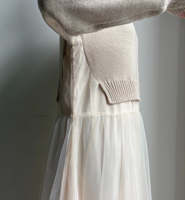  「【WEB限定】ニット&times;チュールワンピース」|ワンピース|