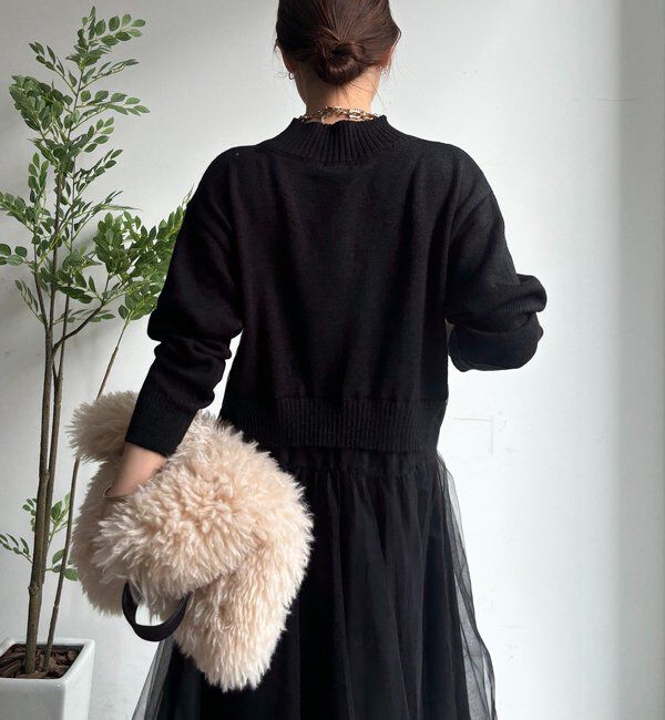  「【WEB限定】ニット&times;チュールワンピース」|ワンピース|