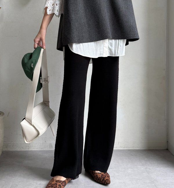  「サイドケーブルニットパンツ」|チノ|ブラック