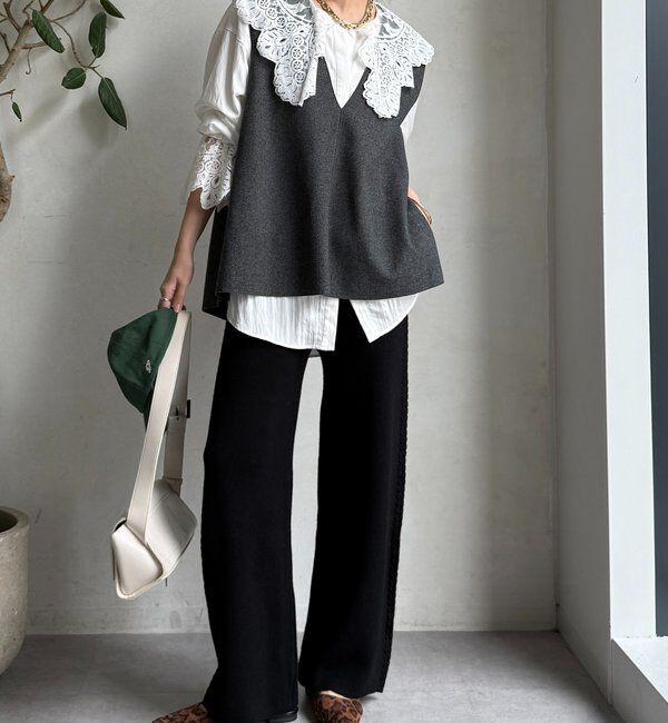  「サイドケーブルニットパンツ」|チノ|