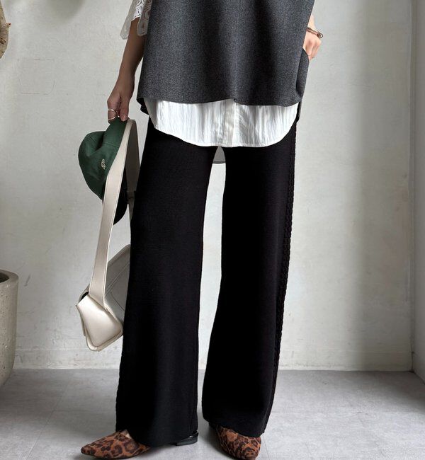  「サイドケーブルニットパンツ」|チノ|