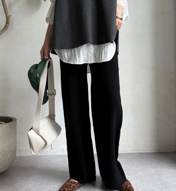  「サイドケーブルニットパンツ」|チノ|