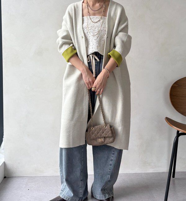  「ダブルフェイスニットガウン」|カーディガン|