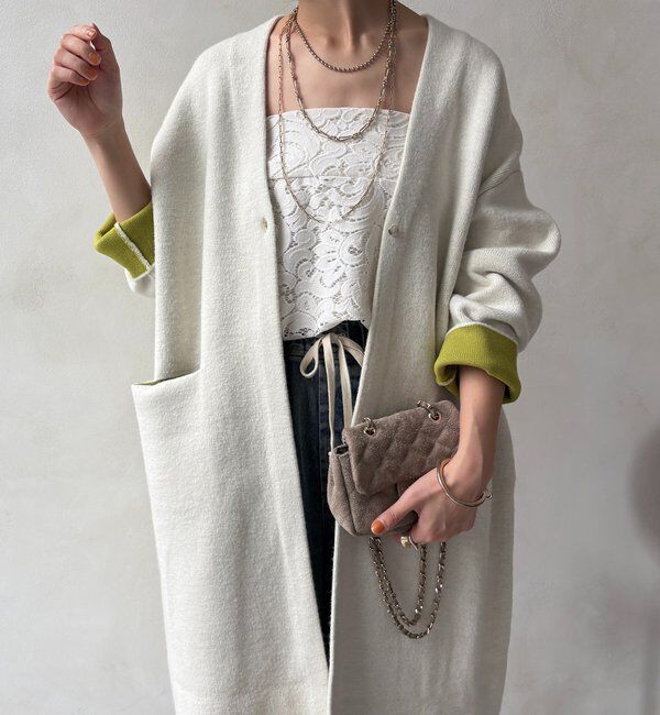  「ダブルフェイスニットガウン」|カーディガン|