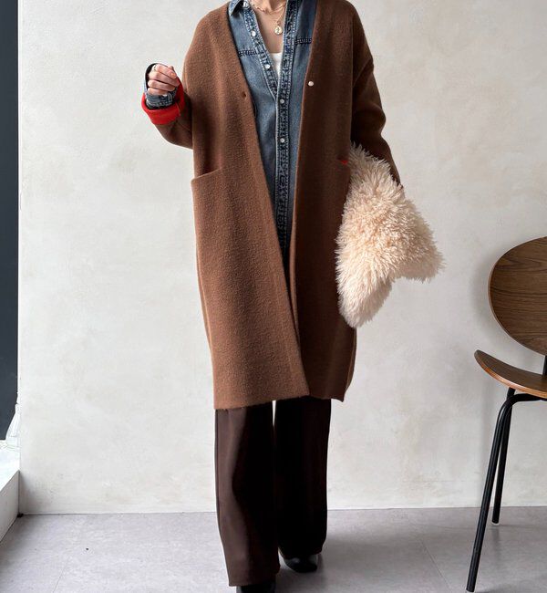  「ダブルフェイスニットガウン」|カーディガン|