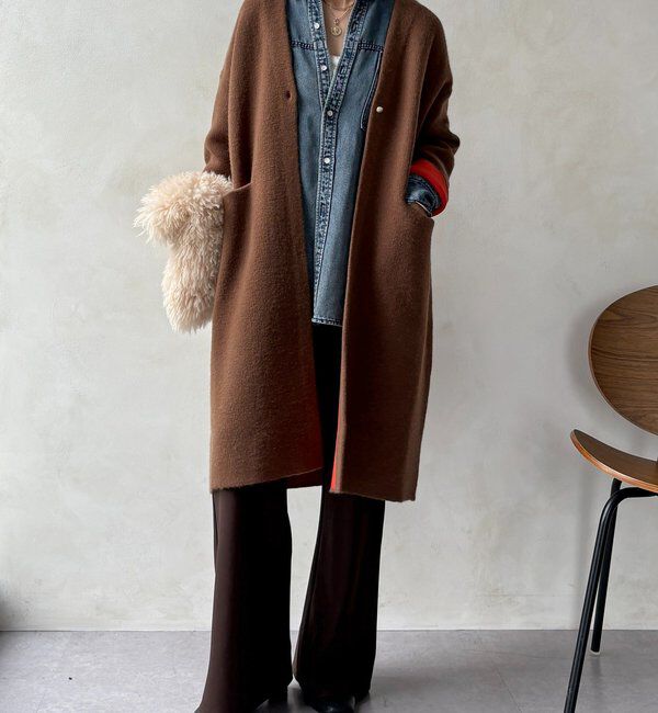  「ダブルフェイスニットガウン」|カーディガン|