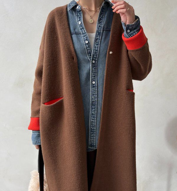  「ダブルフェイスニットガウン」|カーディガン|