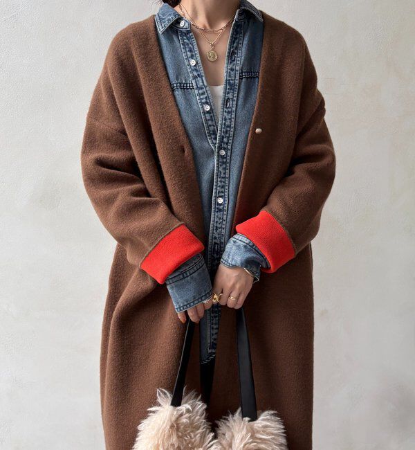  「ダブルフェイスニットガウン」|カーディガン|