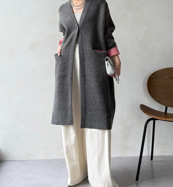  「ダブルフェイスニットガウン」|カーディガン|