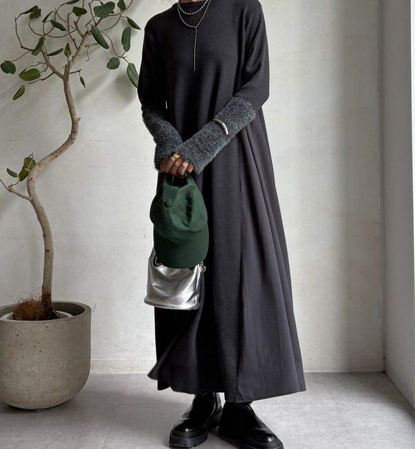  「【WEB限定】袖シャギー布帛切替ワンピース」|ワンピース|