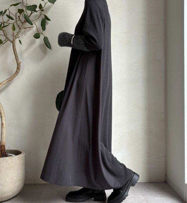  「【WEB限定】袖シャギー布帛切替ワンピース」|ワンピース|