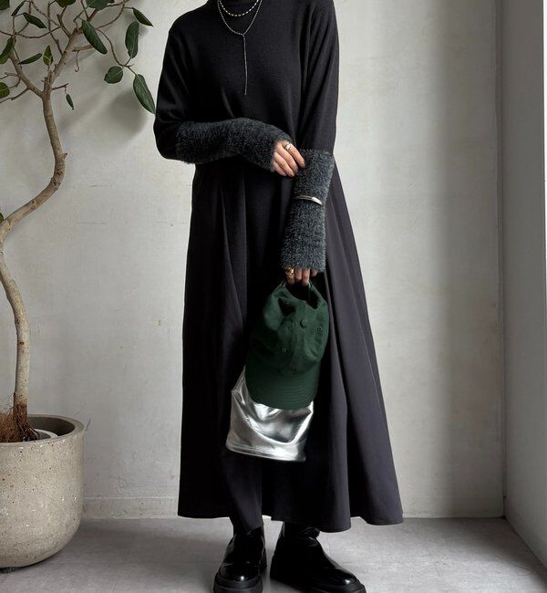  「【WEB限定】袖シャギー布帛切替ワンピース」|ワンピース|