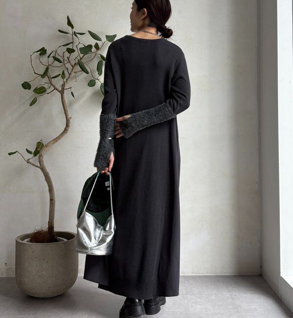  「【WEB限定】袖シャギー布帛切替ワンピース」|ワンピース|