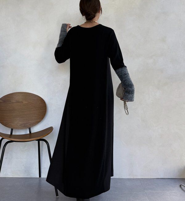 「【WEB限定】袖シャギー布帛切替ワンピース」|ワンピース|