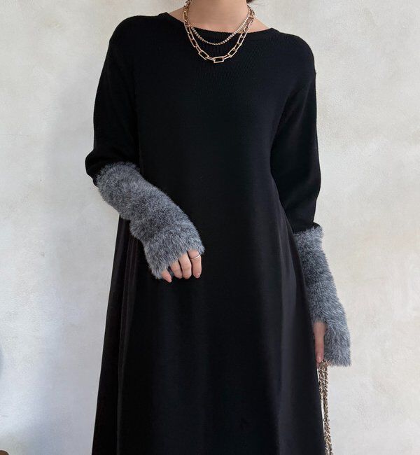  「【WEB限定】袖シャギー布帛切替ワンピース」|ワンピース|