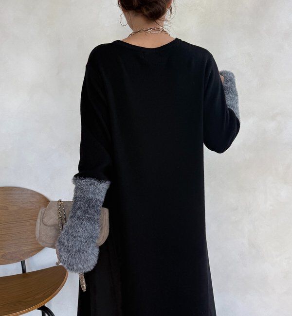  「【WEB限定】袖シャギー布帛切替ワンピース」|ワンピース|