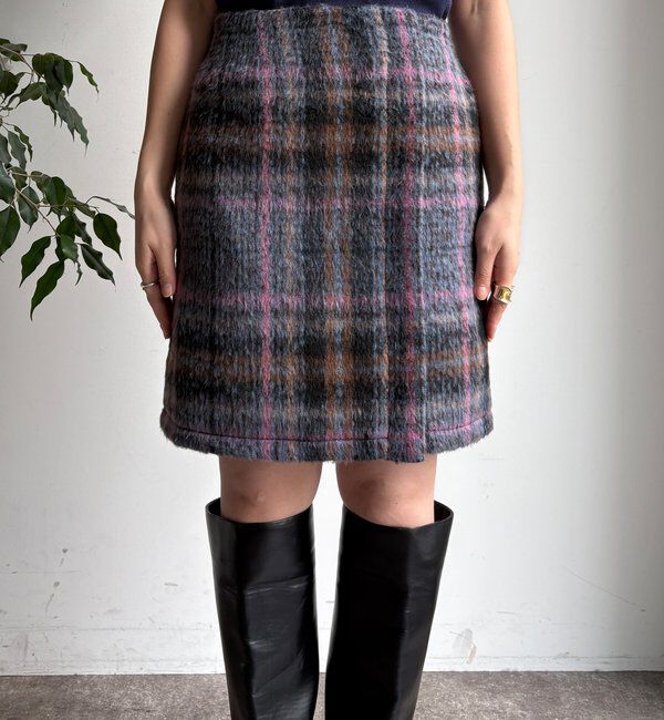  「【WEB限定】シャギーチェックミニスカート」|スカート|