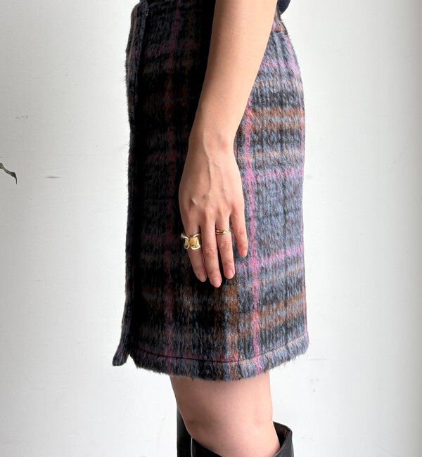  「【WEB限定】シャギーチェックミニスカート」|スカート|