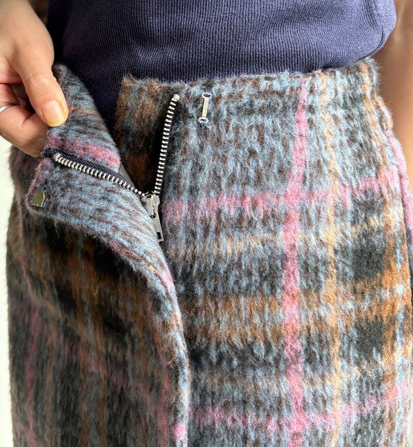  「【WEB限定】シャギーチェックミニスカート」|スカート|