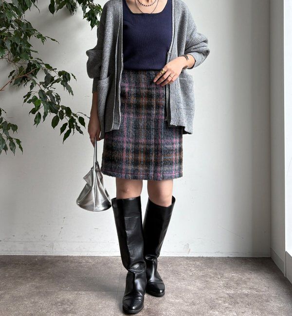  「【WEB限定】シャギーチェックミニスカート」|スカート|