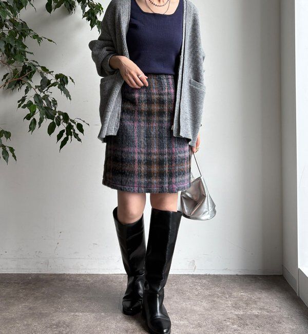  「【WEB限定】シャギーチェックミニスカート」|スカート|