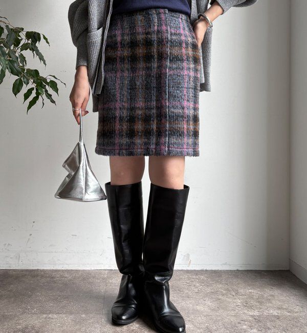  「【WEB限定】シャギーチェックミニスカート」|スカート|