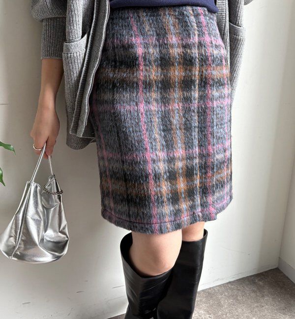  「【WEB限定】シャギーチェックミニスカート」|スカート|