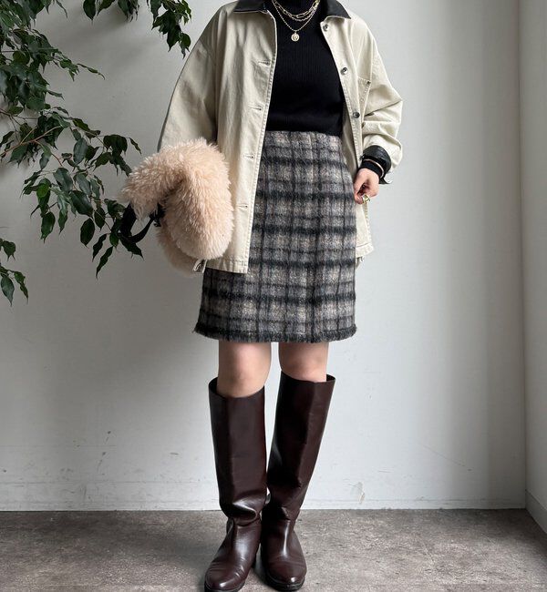  「【WEB限定】シャギーチェックミニスカート」|スカート|