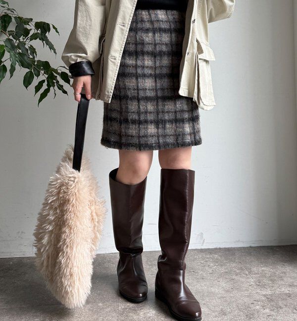  「【WEB限定】シャギーチェックミニスカート」|スカート|
