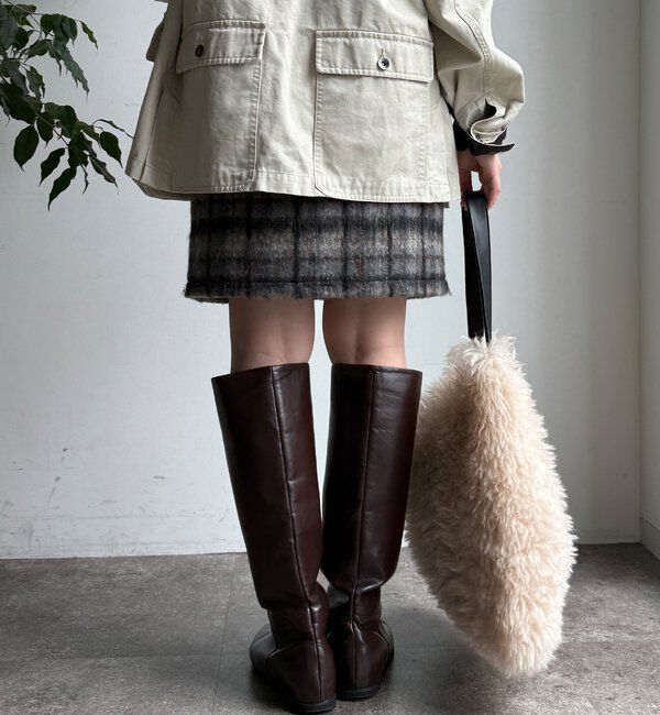  「【WEB限定】シャギーチェックミニスカート」|スカート|