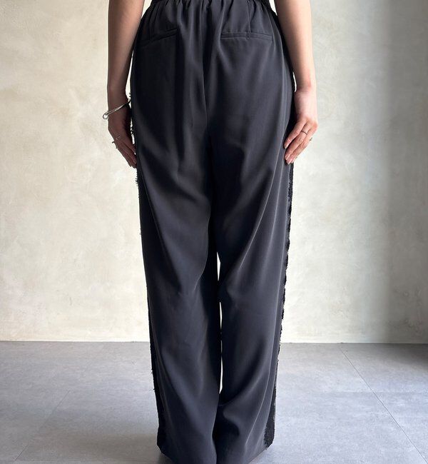  「サイドレースタックワイドパンツ」|チノ|