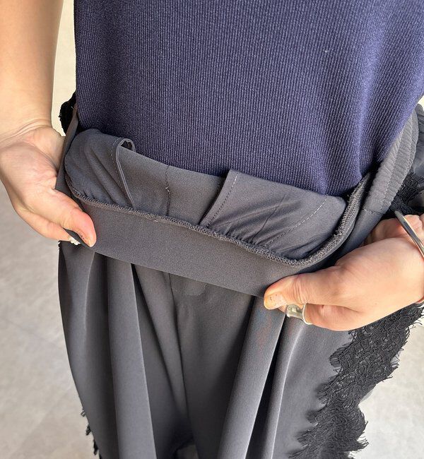  「サイドレースタックワイドパンツ」|チノ|