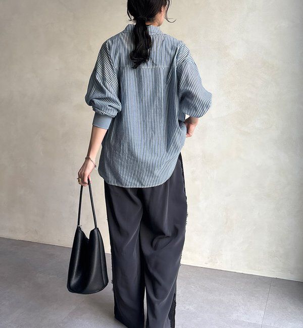  「サイドレースタックワイドパンツ」|チノ|