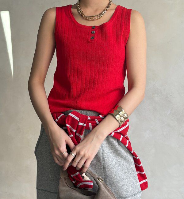  「ヘンリーネック前後2WAYニットタンク」|ニット・セーター|