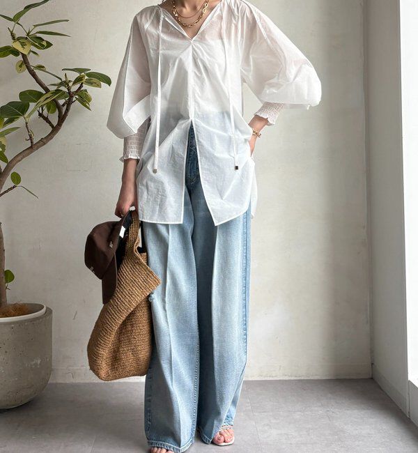  「シャーリングカフチュニックブラウス」|シャツ・ブラウス|