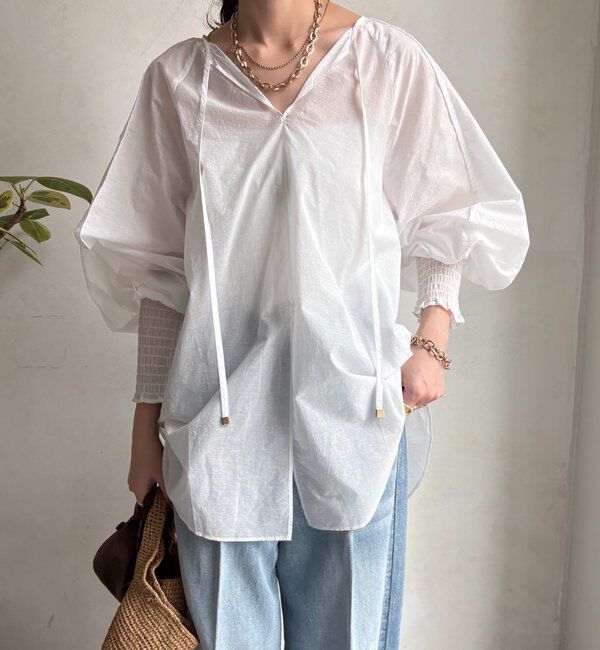  「シャーリングカフチュニックブラウス」|シャツ・ブラウス|