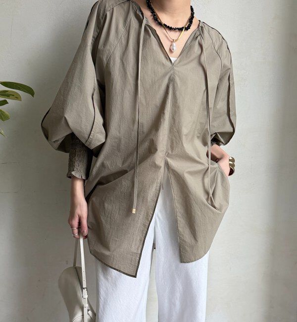  「シャーリングカフチュニックブラウス」|シャツ・ブラウス|