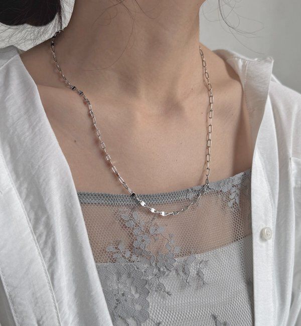  「オーバルロングチェーンネックレス」|ネックレス|シルバー