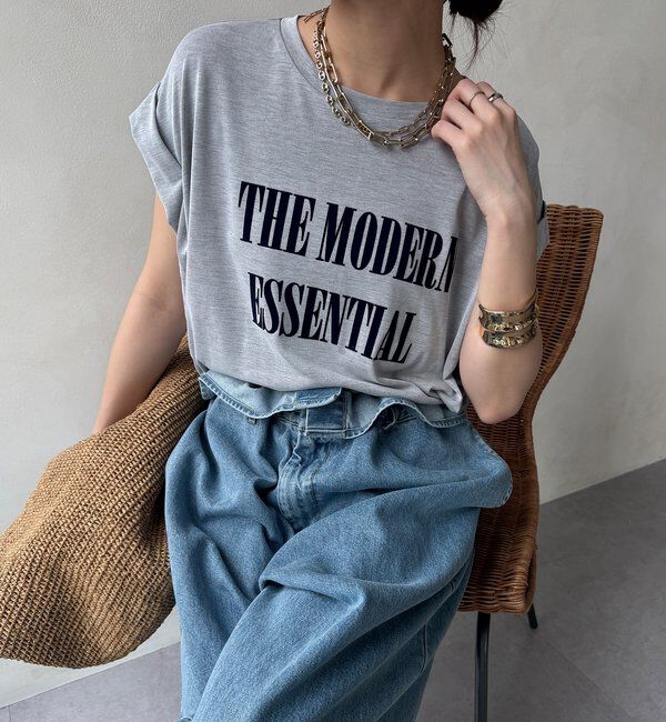  「【セットアップ可能】フロッキー肩タックプリントTEE」|Tシャツ・カットソー|