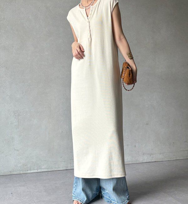  「【WEB限定】テレコヘンリーネックワンピース」|ワンピース|