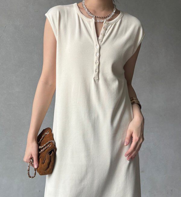  「【WEB限定】テレコヘンリーネックワンピース」|ワンピース|