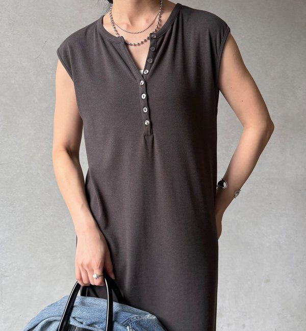  「【WEB限定】テレコヘンリーネックワンピース」|ワンピース|