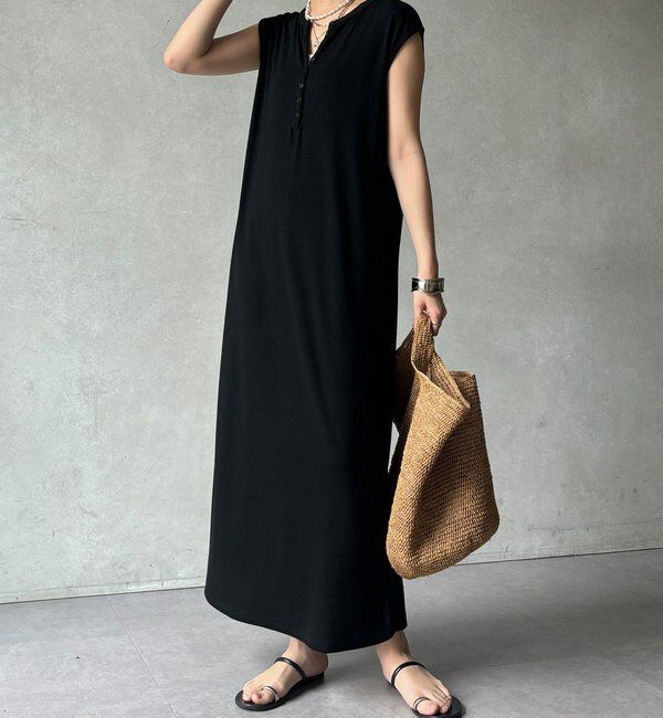  「【WEB限定】テレコヘンリーネックワンピース」|ワンピース|