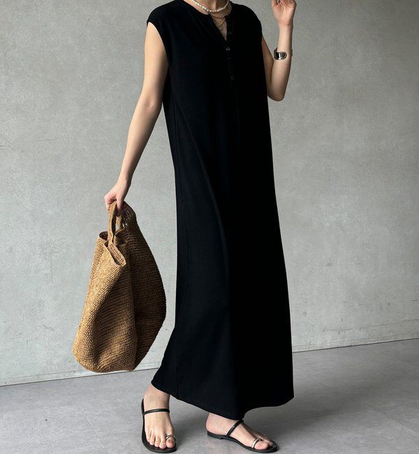  「【WEB限定】テレコヘンリーネックワンピース」|ワンピース|