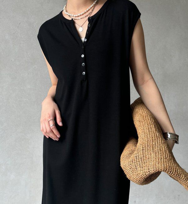  「【WEB限定】テレコヘンリーネックワンピース」|ワンピース|