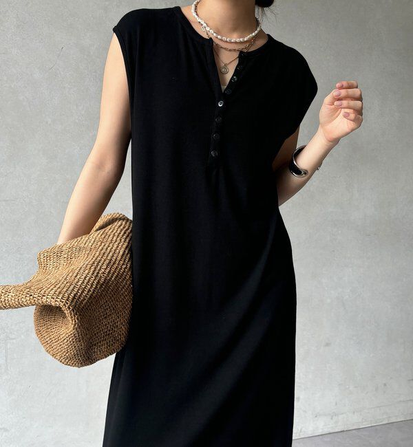  「【WEB限定】テレコヘンリーネックワンピース」|ワンピース|