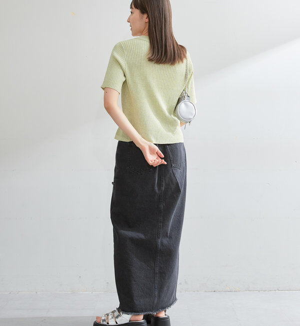  「【2サイズ展開】デニムロングスリットスカート」|スカート|